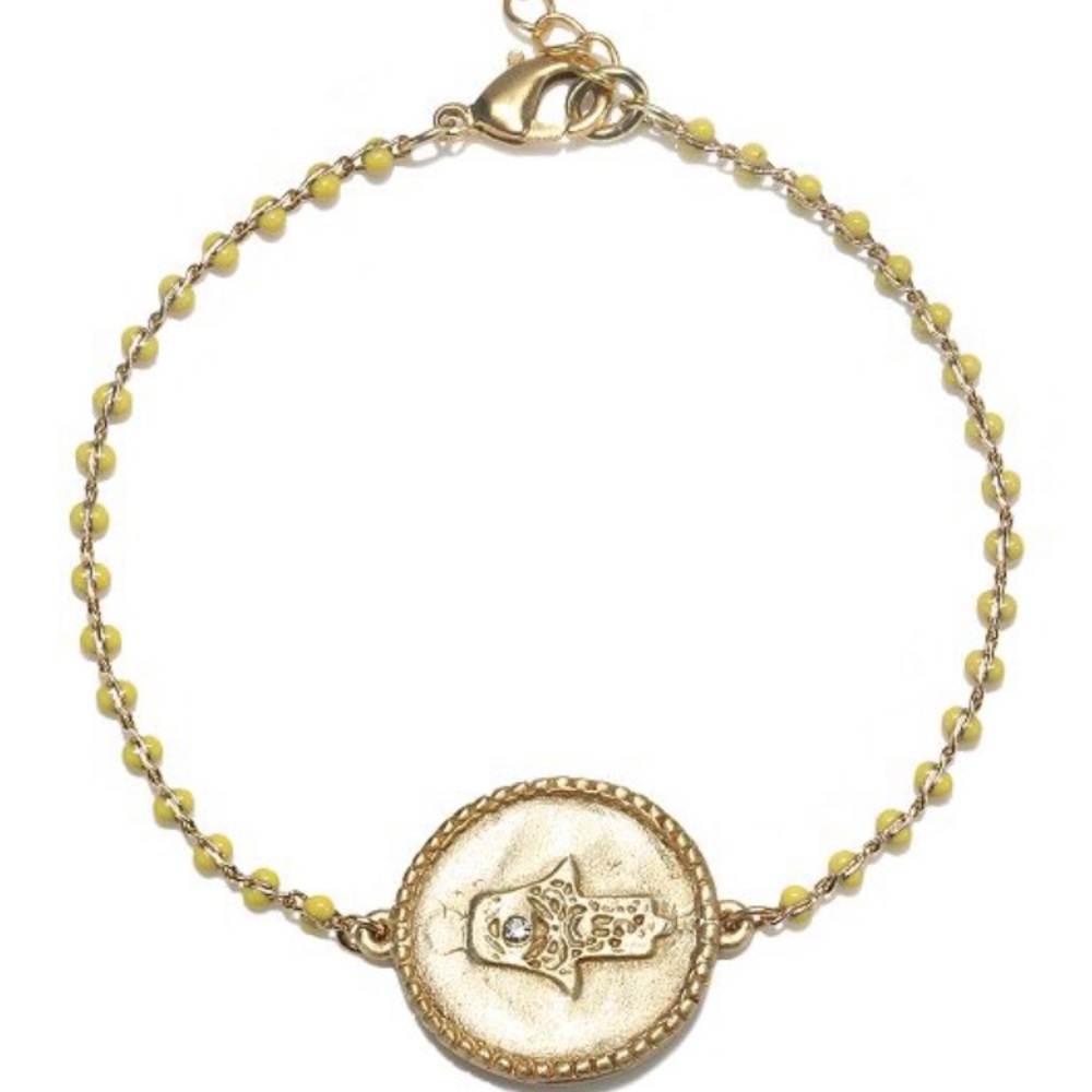 NEW hammered beaded hamsa  bracelet